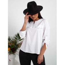 Белая стильная блузка в стиле кэжуал прямого кроя
