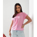 Красива літня блуза з вертикальною складкою рожева