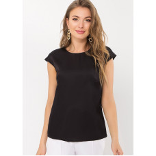 Шелковый женский топ блуза черного цвета