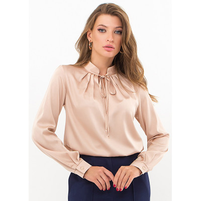 Ошатна блузка жіноча з шовку бежевого кольору