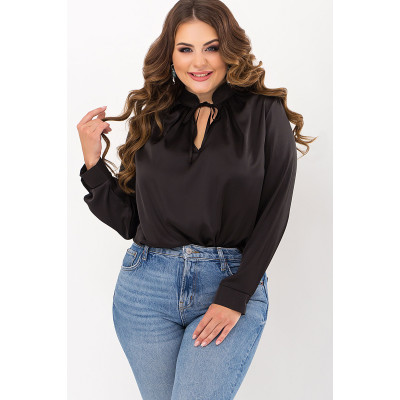 Розкішна жіноча блуза великого розміру із шовку чорна