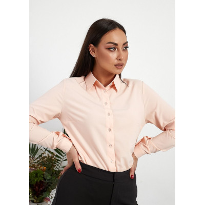Сорочка блуза великого розміру на гудзиках персикова