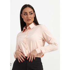 Персикова блузка в сорочковому стилі довгий рукав