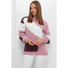 Сиреневый свитер с воротником стойка